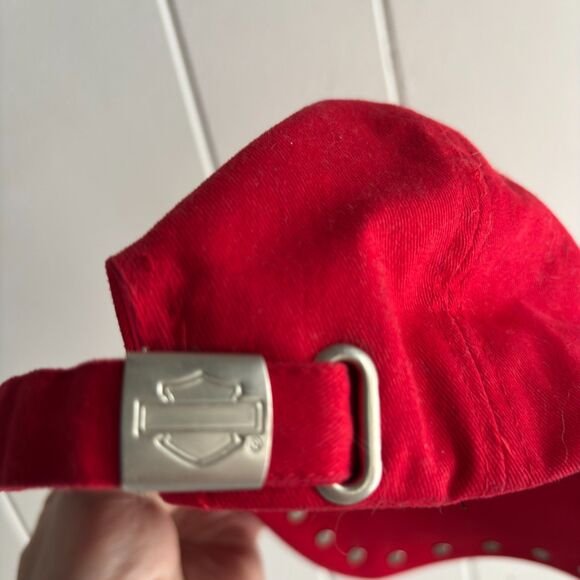 Ladies One Size Red Harley-Davidson Motorcycle Black Embroidered Ballcap - Picture 5 of 5